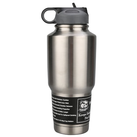 Bulldog Winch 30oz 304 Stainless Tumbler- double wall with screw-on flip-up straw lid 80052